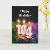 Carte 104e anniversaire avec bougies (Fleur jaune)