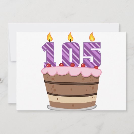 Carte 105 ans sur le gâteau d'anniversaire (Devant)