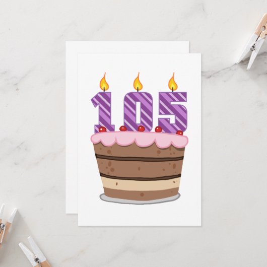 Carte 105 ans sur le gâteau d'anniversaire (Devant/Arrière en situation)