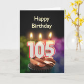 Carte 105e anniversaire avec gâteau et bougies (Fleur jaune)