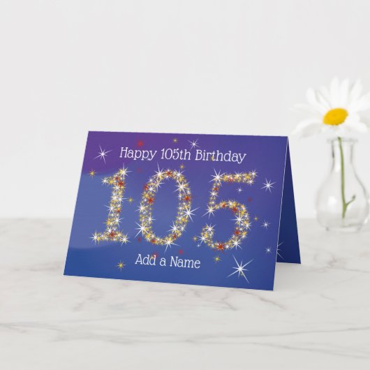 Carte 105e anniversaire - Nombre d'étoiles - Bleu - 105  (Petite plante)