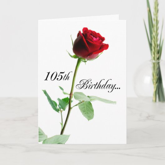 Carte 105th Rose rouge d'anniversaire (Devant)