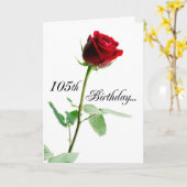 Carte 105th Rose rouge d'anniversaire (Fleur jaune)