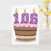 Carte 106 ans sur le gâteau d'anniversaire (Fleur jaune)