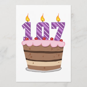Carte 107 ans sur le gâteau d'anniversaire
