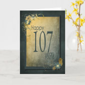 Carte 107e Anniversaire vintage (Fleur jaune)