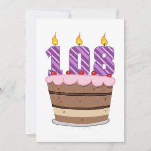 Carte 108 ans sur le gâteau d'anniversaire