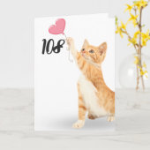Carte 108e anniversaire tabby cat (Fleur jaune)
