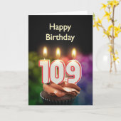 Carte 109e anniversaire avec bougies (Fleur jaune)