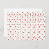Carte (10,8 cm x 14,2 cm) - Red Floral Pattern (Devant / Derrière)