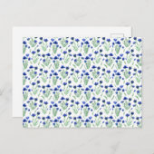 Carte (10,8 x 14,2 cm) - Blue Floral Pattern (Devant / Derrière)