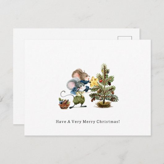 Carte (10,8 x 14,2 cm) - Double petit Mice Christm (Devant / Derrière)