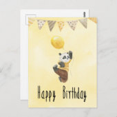 Carte (10,8 x 14,2 cm) - Petit Panda Avec Ballon (Devant / Derrière)