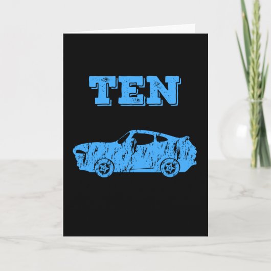 Carte 10 ans 10e anniversaire Boy Muscle Voiture (Devant)