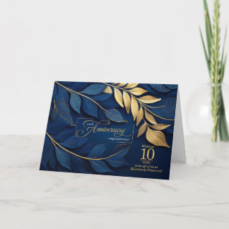 Carte 10 ans Anniversaire de l'employé Bleu Botanique PE