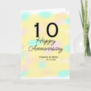 Carte 10 ans anniversaire de mariage jaune pastel nom ré