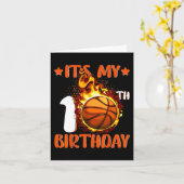 Carte 10 ans C'est mon 10e anniversaire de basket-ball (Fleur jaune)
