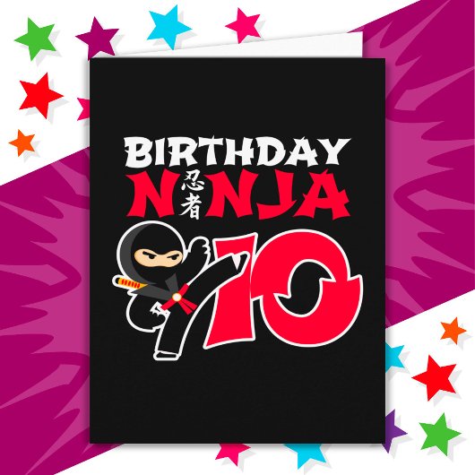 Carte 10 ans Karate Ninja Party Enfants 10e anniversaire