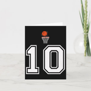 Carte 10 Nombre Style Basketball Vintage Blanc Premium
