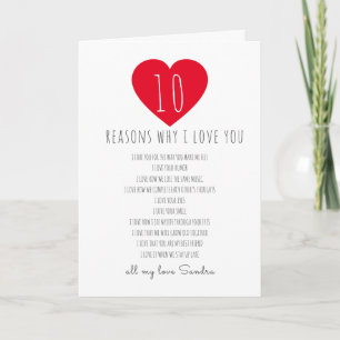 Carte 10 raisons pour lesquelles j'aime cadeau photo de