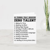 Carte 10 Things That Require Zero Talent Motivational  (Devant)