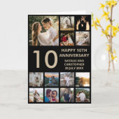 Carte 10e anniversaire 13 photo Collage noir et or (Fleur jaune)