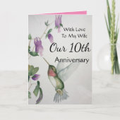 Carte 10e anniversaire à ma femme doux colibri (Devant)