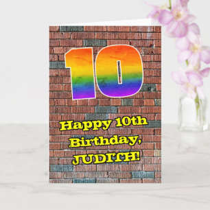 Carte 10e anniversaire : Arc-en-ciel amusant inspiré par