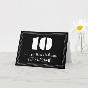 Carte 10e anniversaire : Art Déco Inspiré Look "10" & No