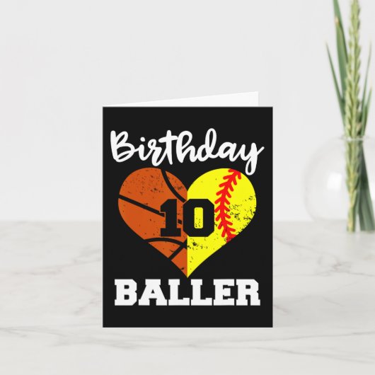 Carte 10e Anniversaire Baller Fun 10 Anniversaire Softba (Devant)