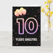 Carte 10e anniversaire Ballons et Confetti (Fleur jaune)