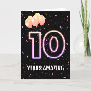 Carte 10e anniversaire Ballons et Confetti