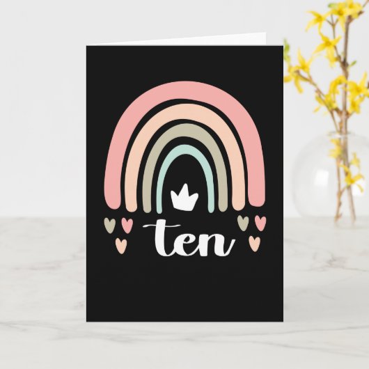 Carte 10e anniversaire Boho Rainbow Party Enfants 10 ans (Fleur jaune)