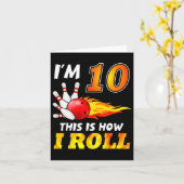 Carte 10e anniversaire Bowling Voici comment je roule 10 (Fleur jaune)