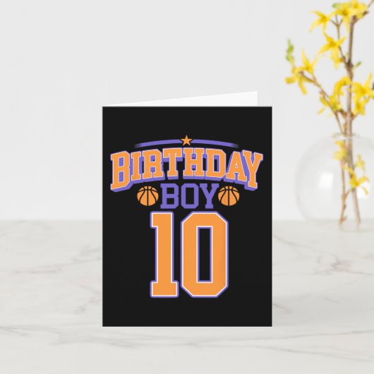 Carte 10e anniversaire Boy Basketball Lover 10 ans Bd (Fleur jaune)