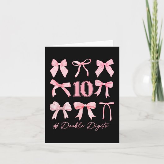 Carte 10e anniversaire Coquette Bow Double chiffres Anni (Devant)
