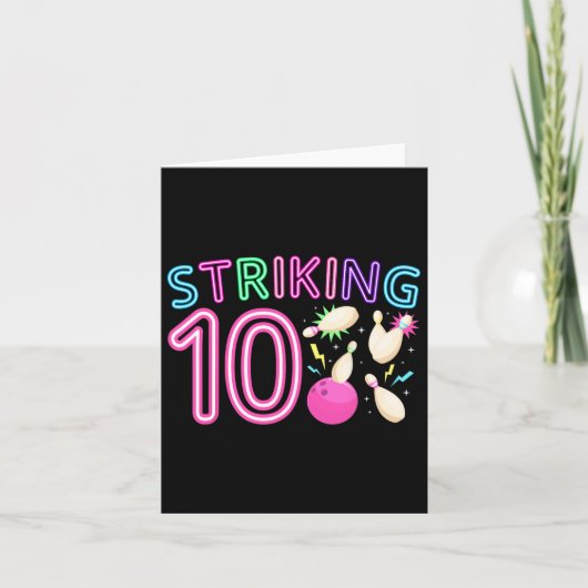 Carte 10e anniversaire de la fête Bowling fille 10 ans B (Devant)