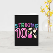 Carte 10e anniversaire de la fête Bowling fille 10 ans B (Fleur jaune)