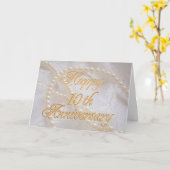 Carte 10e anniversaire de mariage avec dentelle et perle (Fleur jaune)