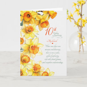 Carte 10e anniversaire de mariage Daffodils sentimentaux
