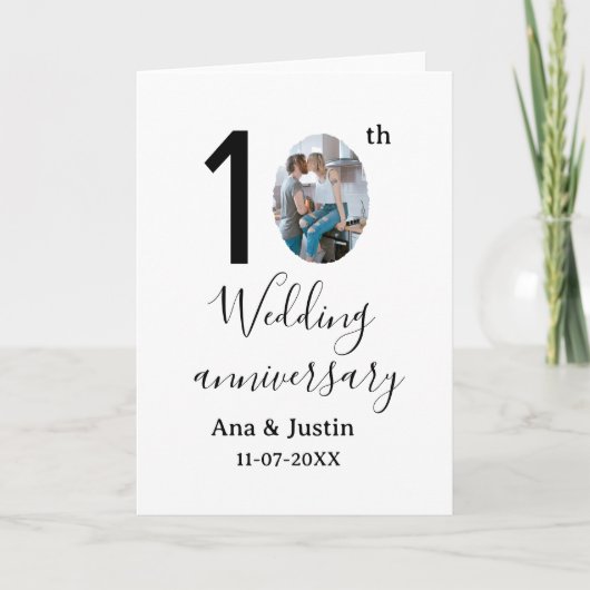 Carte 10e anniversaire du mariage nom photo bold lettre (Devant)