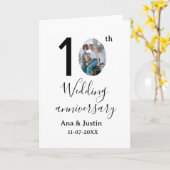 Carte 10e anniversaire du mariage nom photo bold lettre (Fleur jaune)