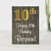 Carte 10e anniversaire : Elégant Faux Gold Look #, Faux  (Devant)
