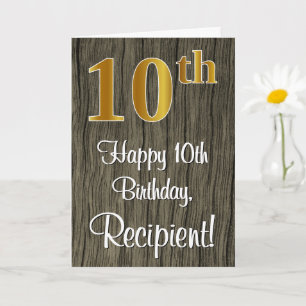 Carte 10e anniversaire : Elégant Faux Gold Look #, Faux 