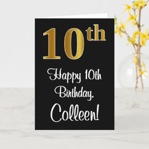 Carte 10e anniversaire ~ Elégant Luxueux Faux Gold Look 