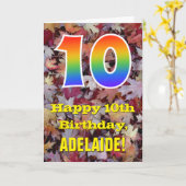 Carte 10e anniversaire; feuilles d'automne rustiques; ar (Fleur jaune)