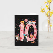 Carte 10e anniversaire fille mignonne tenue de chat 10 a (Fleur jaune)