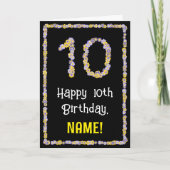 Carte 10e anniversaire : Floral Flowers Numéro, Nom pers (Devant)