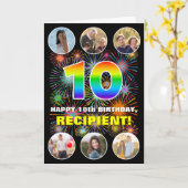 Carte 10e anniversaire : Fun Rainbow #, Custom Name & Ph (Fleur jaune)