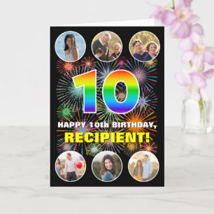 Carte 10e anniversaire : Fun Rainbow #, Custom Name & Ph